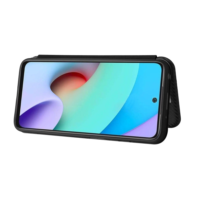 Carbon Fiber Texture Horizontal Flip TPU + PC + PU Leather Case with Card Slot For Xiaomi Redmi 10(Black) by buy2fix