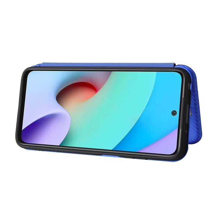 Carbon Fiber Texture Horizontal Flip TPU + PC + PU Leather Case with Card Slot For Xiaomi Redmi 10(Blue) by buy2fix