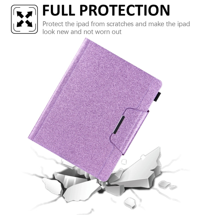 For iPad Pro 12.9 2022 / 2021 / 2020 / 2018 Glitter Powder Horizontal Flip Leather Tablet Case with Holder & Card Slot & Photo Frame & Wallet(Purple) - iPad Pro 12.9 (2022/2021) Cases by buy2fix | Online Shopping UK | buy2fix