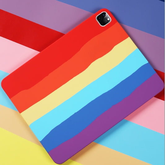 For iPad Pro 12.9 inch 2020 Rainbow Liquid Silicone + PC Shockproof Protective Tablet Case by buy2fix