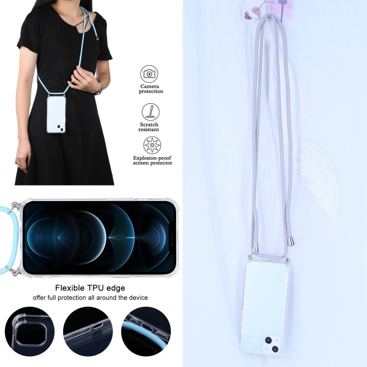 For iPhone 13 mini Four-corner Shockproof Transparent TPU Protective Case with Lanyard (Apricot) by buy2fix