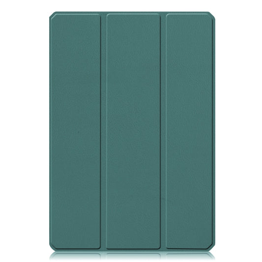 For Xiaomi Pad 5 / 5 Pro Custer Texture Horizontal Flip Leather Case with Three-folding Holder & Sleep / Wake-up Function(Dark Green) by buy2fix