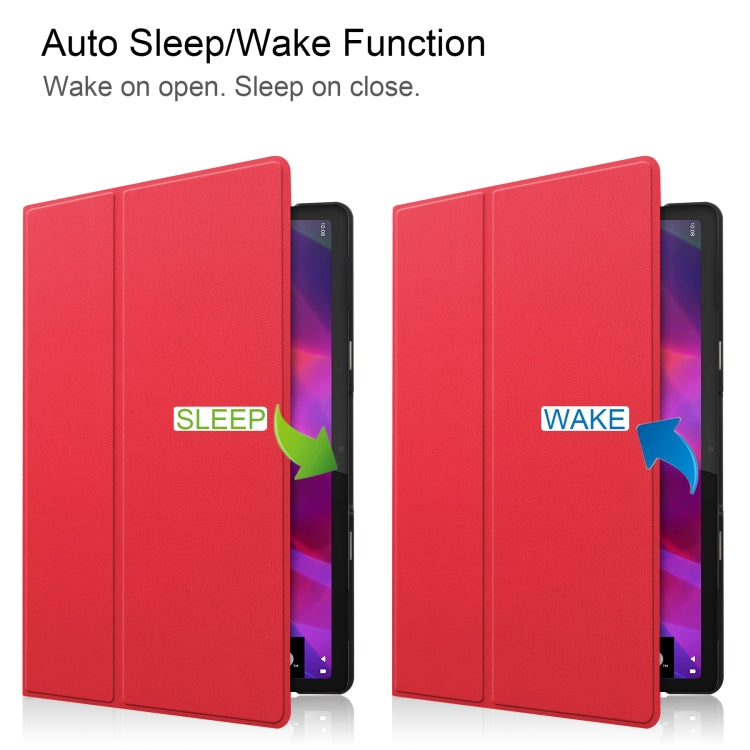 For Lenovo Yoga Tab 11 / YT-J706X Custer Texture Horizontal Flip PU Leather Case with Holder & Sleep / Wake-up Function(Red) by buy2fix
