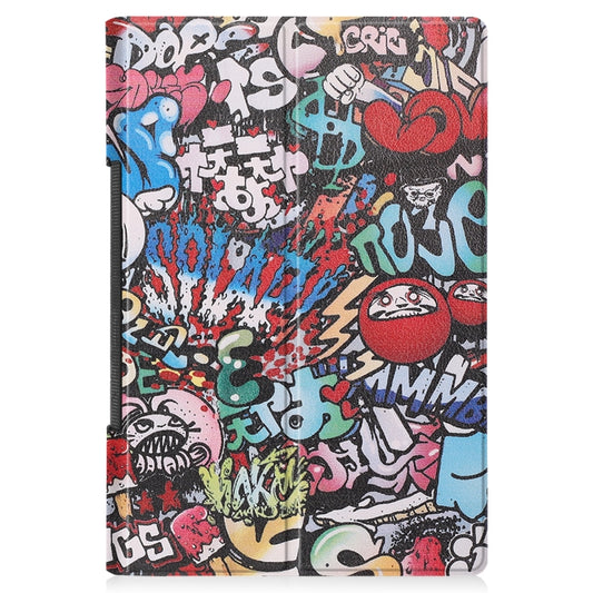 For Lenovo Yoga Tab 11 Custer Texture Coloured Drawing Pattern Horizontal Flip PU Leather Case with Holder & Sleep / Wake-up Function(Graffiti) by buy2fix