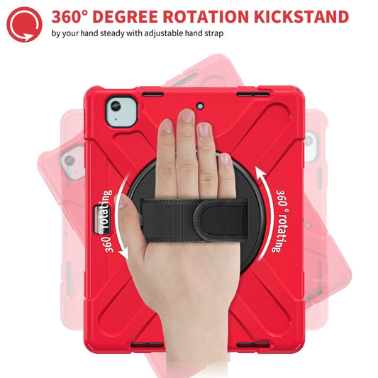For iPad Pro 12.9 2022 / 2021 Rotatable Holder Silicone Hybrid PC Tablet Case with Shoulder Strap(Red) by buy2fix