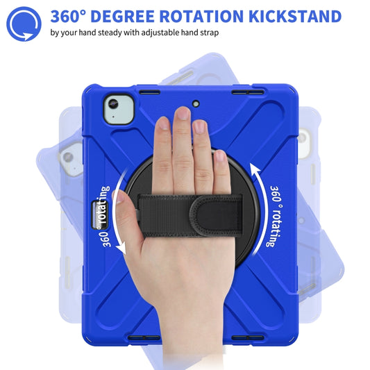 For iPad Pro 12.9 2022 / 2021 Rotatable Holder Silicone Hybrid PC Tablet Case with Shoulder Strap(Blue) by buy2fix