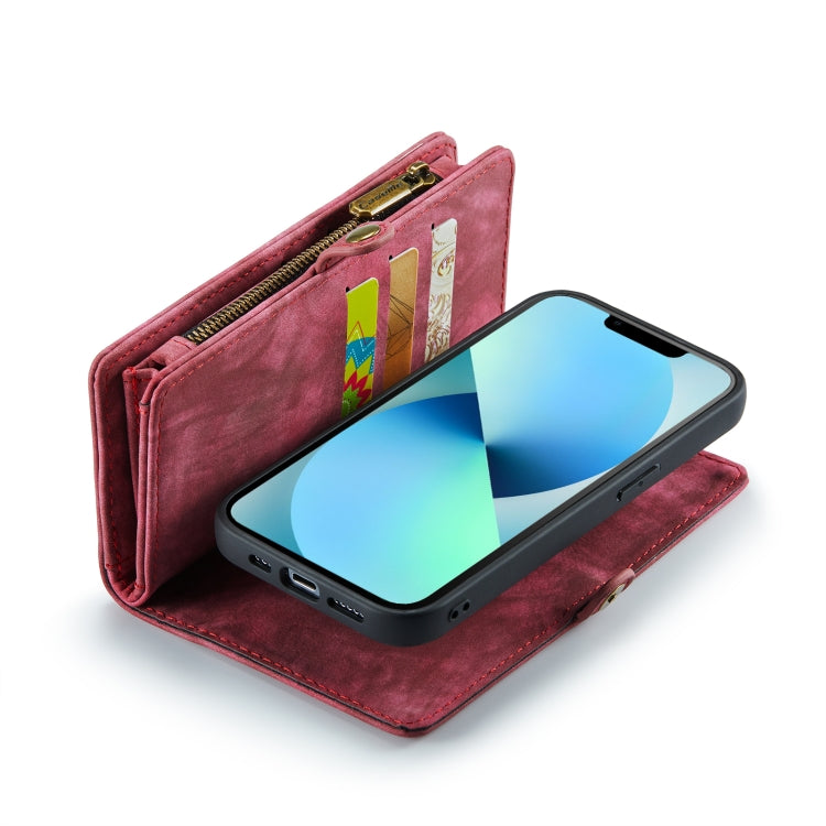For iPhone 13 Pro CaseMe-008 Detachable Multifunctional Horizontal Flip Leather Case with Card Slot & Holder & Zipper Wallet & Photo Frame (Red) by CaseMe