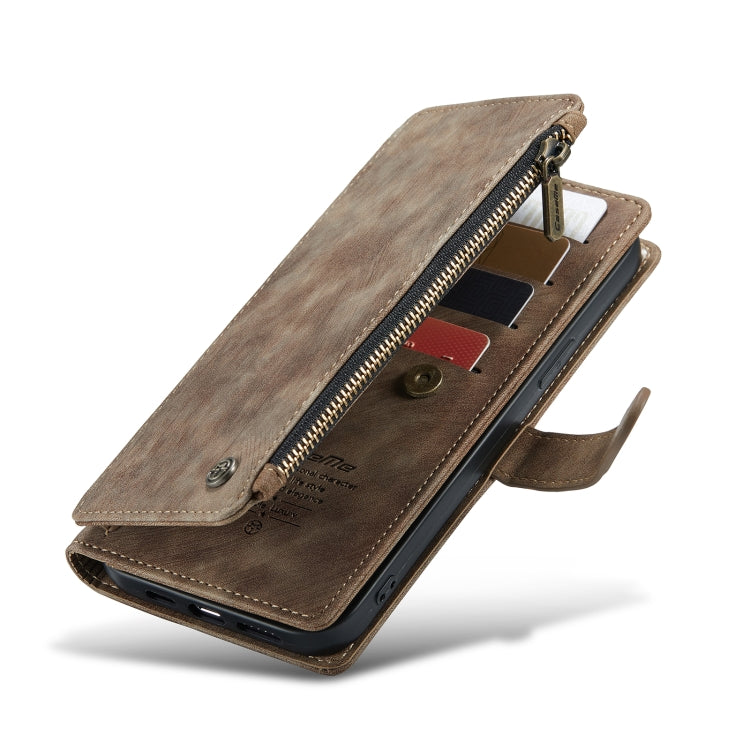 For iPhone 13 Pro CaseMe-C30 PU + TPU Multifunctional Horizontal Flip Leather Case with Holder & Card Slot & Wallet & Zipper Pocket (Brown) by CaseMe