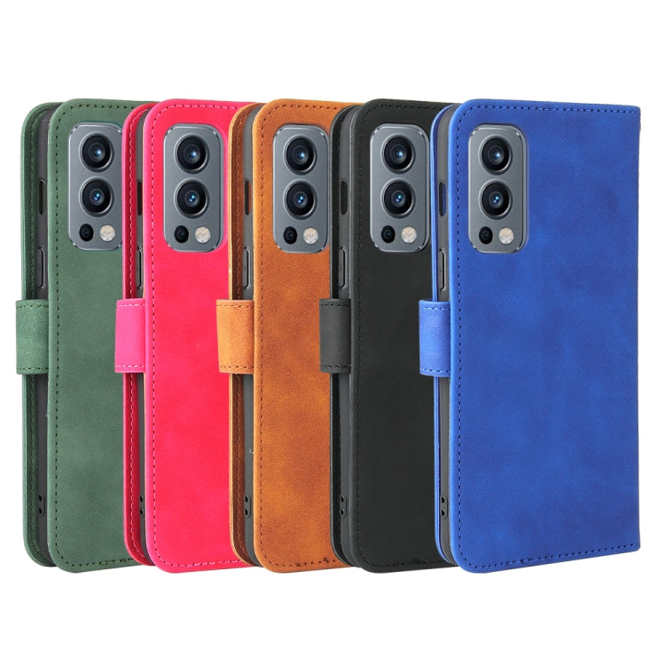 For OnePlus Nord 2 5G Solid Color Skin Feel Magnetic Buckle Horizontal Flip Calf Texture PU Leather Case with Holder & Card Slots & Wallet(Rose Red) by buy2fix