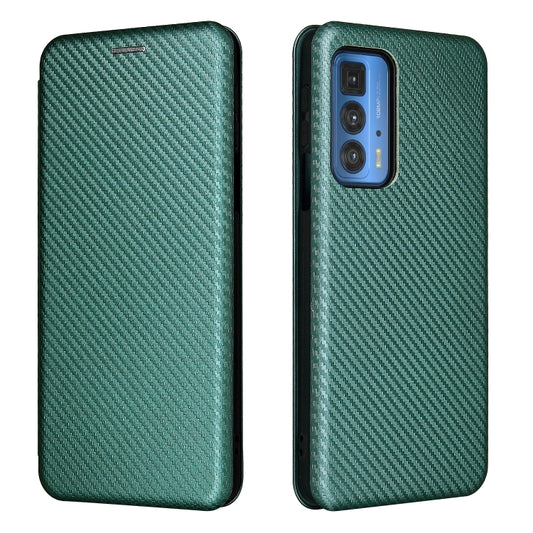 For Motorola Edge 20 Pro Carbon Fiber Texture Horizontal Flip TPU + PC + PU Leather Case with Card Slot(Green) by buy2fix