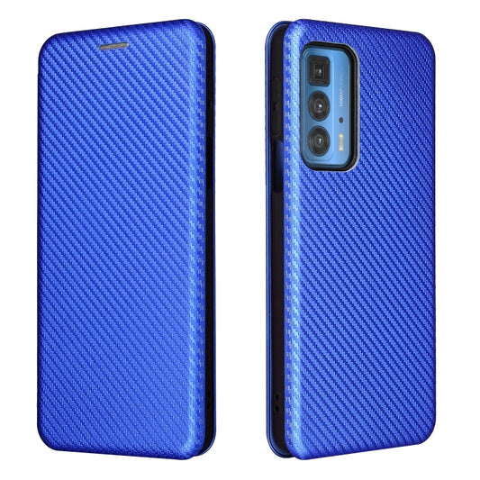 For Motorola Edge 20 Pro Carbon Fiber Texture Horizontal Flip TPU + PC + PU Leather Case with Card Slot(Blue) by buy2fix