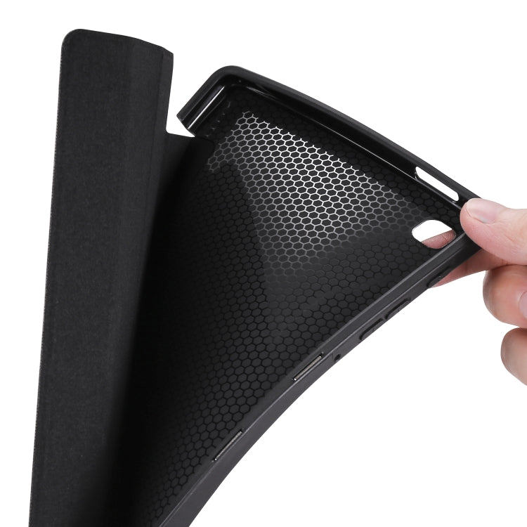 For Samsung Galaxy Tab A7 Lite T225 3-folding Horizontal Flip Honeycomb TPU Shockproof + PU Leather Case with Holder(Black) by buy2fix
