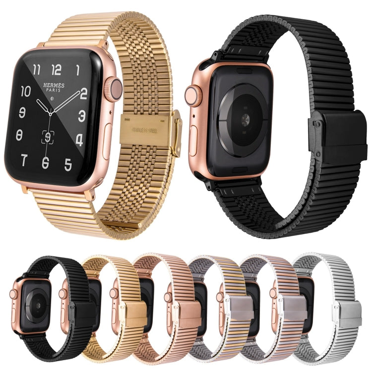 Multi-baht Steel Watch Band For Apple Watch Ultra 49mm&Watch Ultra 2 49mm / Series 9&8&7 45mm / SE 3&SE 2&6&SE&5&4 44mm / 3&2&1 42mm(Steel Between Gold) by buy2fix
