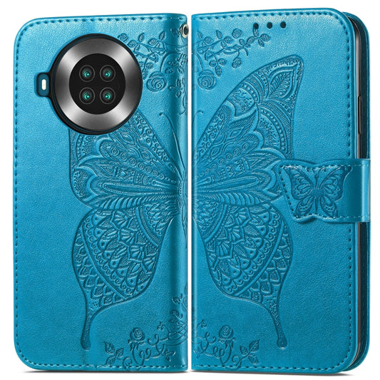 Butterfly Love Flowers Embossed Horizontal Flip Leather Case with Holder & Card Slots & Wallet & Lanyard For CUBOT Note 20(Blue) by buy2fix