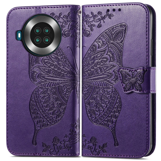 Butterfly Love Flowers Embossed Horizontal Flip Leather Case with Holder & Card Slots & Wallet & Lanyard For CUBOT Note 20(Dark Purple) by buy2fix