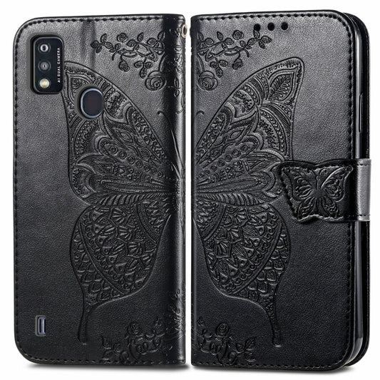 Butterfly Love Flowers Embossed Horizontal Flip Leather Case with Holder & Card Slots & Wallet & Lanyard For ZTE Blade A51(Black) by buy2fix