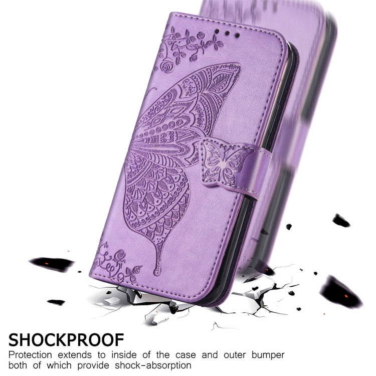 Butterfly Love Flowers Embossed Horizontal Flip Leather Case with Holder & Card Slots & Wallet & Lanyard For ZTE Blade A51(Light Purple) by buy2fix