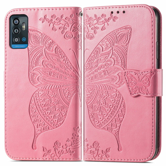 Butterfly Love Flowers Embossed Horizontal Flip Leather Case with Holder & Card Slots & Wallet & Lanyard For ZTE Blade A71(Pink) by buy2fix