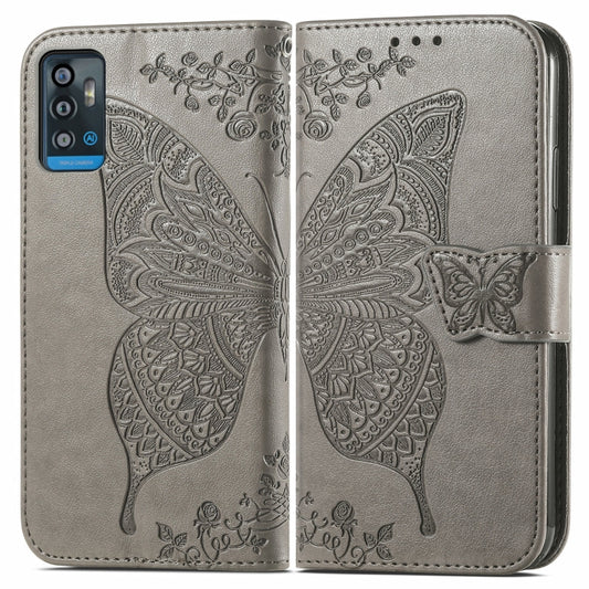 Butterfly Love Flowers Embossed Horizontal Flip Leather Case with Holder & Card Slots & Wallet & Lanyard For ZTE Blade A71(Gray) by buy2fix