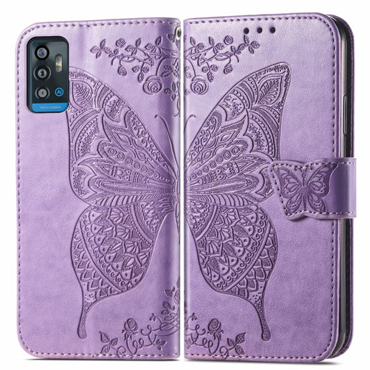 Butterfly Love Flowers Embossed Horizontal Flip Leather Case with Holder & Card Slots & Wallet & Lanyard For ZTE Blade A71(Light Purple) by buy2fix