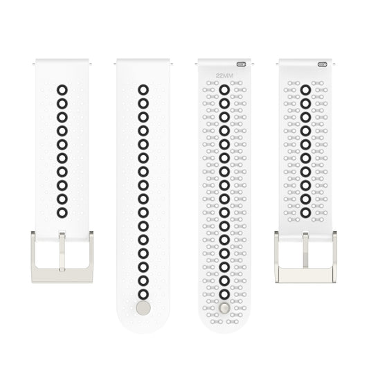 22mm Universal Colorful Hole Silicone Watch Band(White Black) by buy2fix