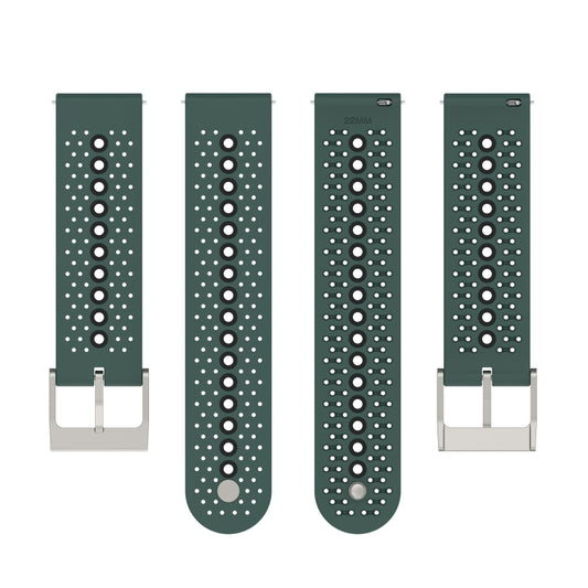 22mm Universal Colorful Hole Silicone Watch Band(Olive Green Black) by buy2fix