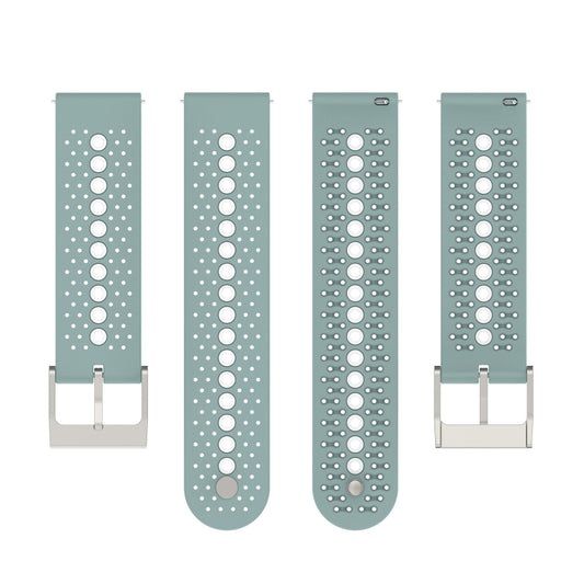 20mm Universal Colorful Hole Silicone Watch Band(Rock Cyan White) by buy2fix