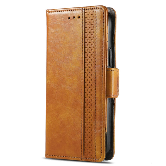 For Xiaomi Redmi Note 10 5G CaseNeo Business Splicing Dual Magnetic Buckle Horizontal Flip PU Leather Case with Holder & Card Slots & Wallet(Khaki) by buy2fix