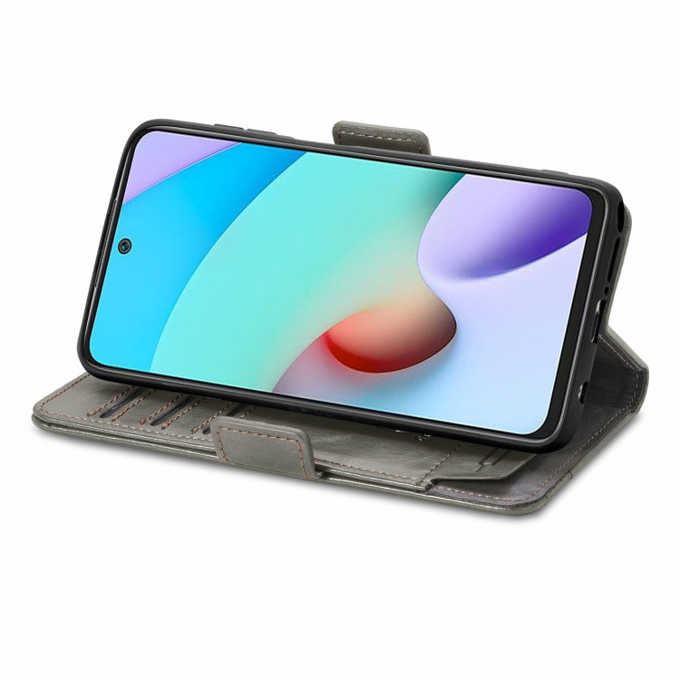 For Xiaomi Redmi 10 CaseNeo Business Splicing Dual Magnetic Buckle Horizontal Flip PU Leather Case with Holder & Card Slots & Wallet(Grey) by buy2fix