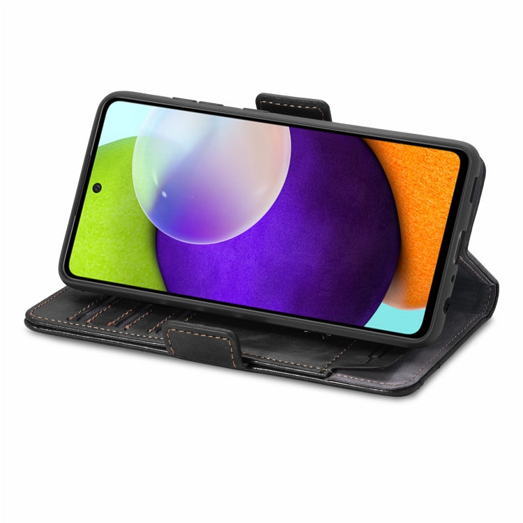 For Samsung Galaxy A52 5G CaseNeo Business Splicing Dual Magnetic Buckle Horizontal Flip PU Leather Case with Holder & Card Slots & Wallet(Black) by buy2fix