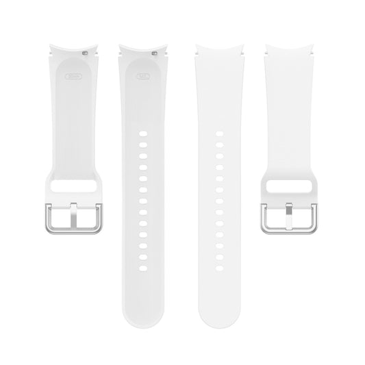 For Samung Galaxy Watch4 40mm / 44mm Silicone Silver Round Buckle Watch Band(White) by buy2fix