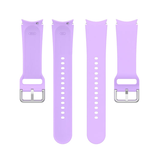 For Samung Galaxy Watch4 40mm / 44mm Silicone Silver Round Buckle Watch Band(Purple) by buy2fix