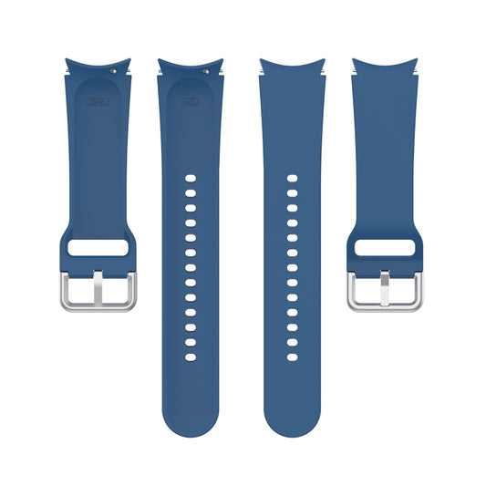 For Samung Galaxy Watch4 40mm / 44mm Silicone Silver Round Buckle Watch Band(Dark Blue) by buy2fix