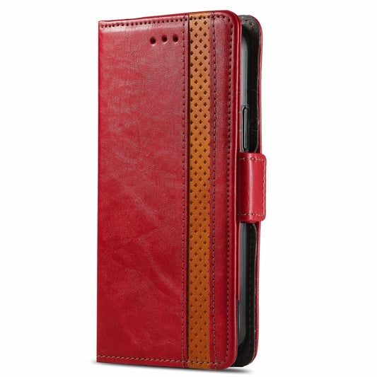 For iPhone 13 Pro CaseNeo Business Splicing Dual Magnetic Buckle Horizontal Flip PU Leather Case with Holder & Card Slots & Wallet (Red) by buy2fix