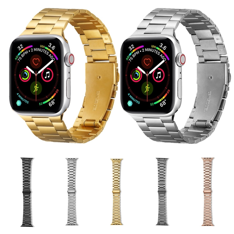 Ultra-thin Three-bead Metal Strap Watch Band For Apple Watch Ultra 49mm&Watch Ultra 2 49mm / Series 9&8&7 45mm / SE 3&SE 2&6&SE&5&4 44mm / 3&2&1 42mm(Rose Gold) by buy2fix