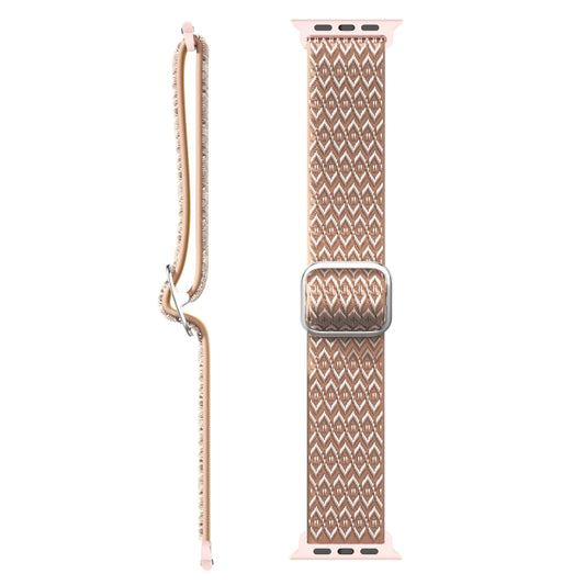Adjustable Rhombic Texture Elastic Watch Band For Apple Watch Series 9&8&7 41mm / SE 3&SE 2&6&SE&5&4 40mm / 3&2&1 38mm(Pink) by buy2fix