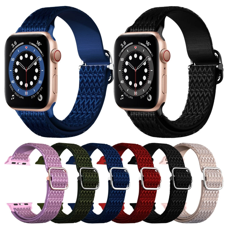 Adjustable Rhombic Texture Elastic Watch Band For Apple Watch Ultra 49mm&Watch Ultra 2 49mm / Series 9&8&7 45mm / SE 3&SE 2&6&SE&5&4 44mm / 3&2&1 42mm(Green) by buy2fix