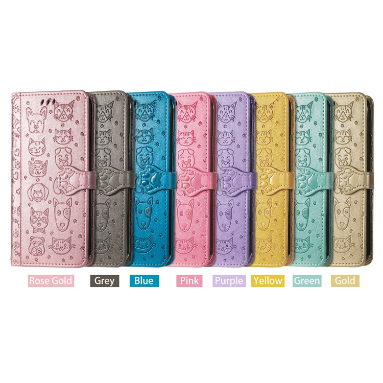 For Xiaomi Redmi 10 Lovely Cat and Dog Embossing Pattern Horizontal Flip Leather Case , with Holder & Card Slots & Wallet & Cartoon Clasp & Lanyard(Blue) by buy2fix