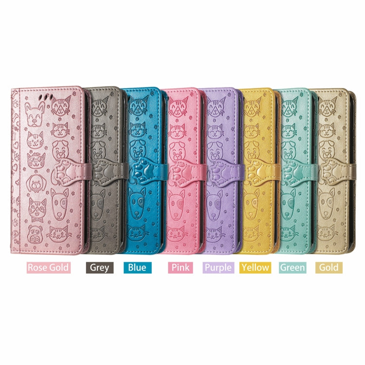 For Nokia 5.4 Lovely Cat and Dog Embossing Pattern Horizontal Flip Leather Case , with Holder & Card Slots & Wallet & Cartoon Clasp & Lanyard(Blue) by buy2fix