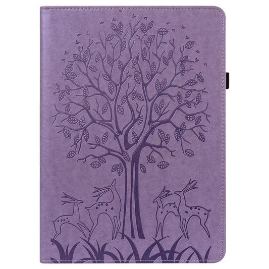 Tree & Deer Pattern Pressed Printing Horizontal Flip PU Leather Case with Holder & Card Slots & Sleep / Wake-up Function For iPad 9.7 2018/2017/Air 2/Air(Purple) - iPad 9.7 (2018) & (2017) Cases by buy2fix | Online Shopping UK | buy2fix