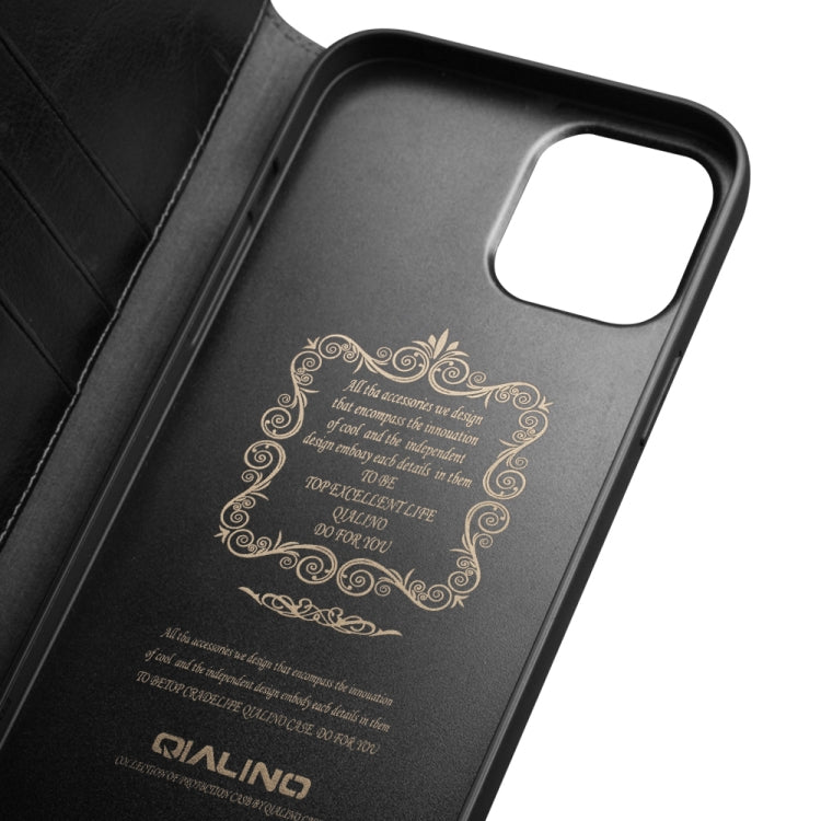 For iPhone 13 QIALINO Horizontal Flip Leather Case with Holder & Card Slots & Wallet Pro(Black) by QIALINO
