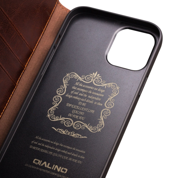 For iPhone 13 QIALINO Horizontal Flip Leather Case with Holder & Card Slots & Wallet Pro(Brown) by QIALINO