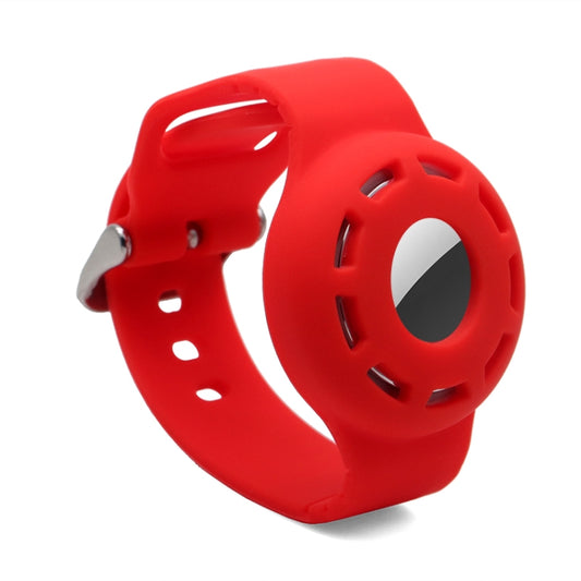 Anti-scratch Shockproof Silicone Bracelet Strap Protective Cover Case For AirTag(Red) by buy2fix