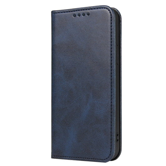 For iPhone 13 Calf Texture Magnetic Horizontal Flip Leather Case with Holder & Card Slots & Wallet(Blue) by buy2fix