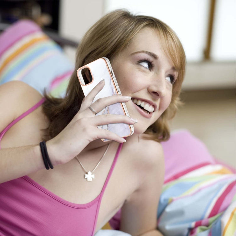 For iPhone 13 Pro Electroplating Marble Pattern Dual-side IMD TPU Shockproof Case (White 006) by buy2fix