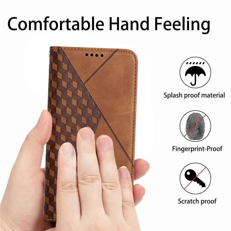For iPhone 12 Pro Max Diamond Pattern Splicing Skin Feel Magnetic Horizontal Flip Leather Case with Card Slots & Holder & Wallet For iPhone 7 Plus / 8 Plus(Brown) by buy2fix