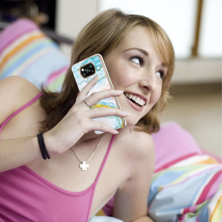 For Xiaomi Poco X3 NFC Electroplating Marble Pattern Dual-side IMD TPU Shockproof Case(Green 004) by buy2fix