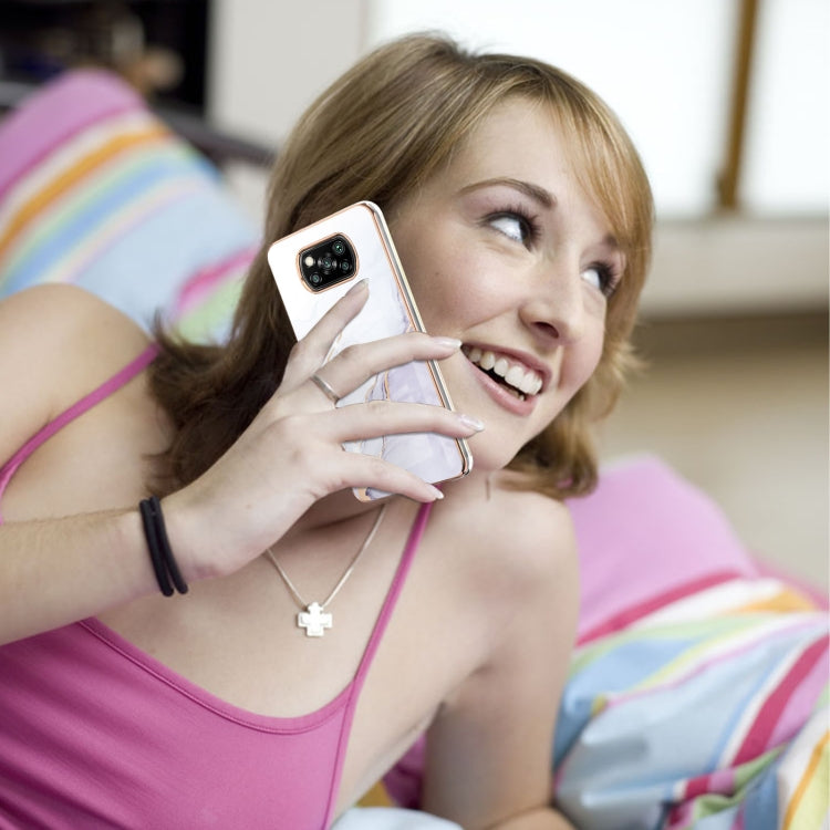 For Xiaomi Poco X3 NFC Electroplating Marble Pattern Dual-side IMD TPU Shockproof Case(White 006) by buy2fix