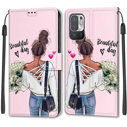 Voltage Coloured Drawing Magnetic Clasp Horizontal Flip PU Leather Case with Holder & Card Slots For Xiaomi Redmi Note 10 5G(C09 Hug Flower) by buy2fix