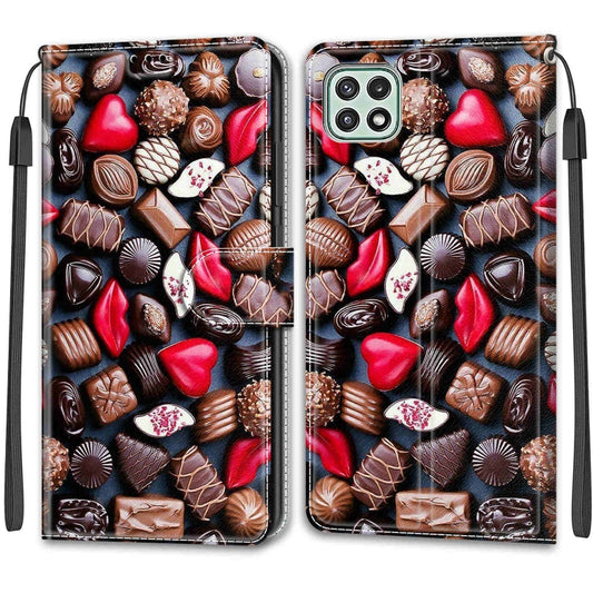 Voltage Coloured Drawing Magnetic Clasp Horizontal Flip PU Leather Case with Holder & Card Slots For Samsung Galaxy A22 5G(C06 Red Lip Chocolate) by buy2fix